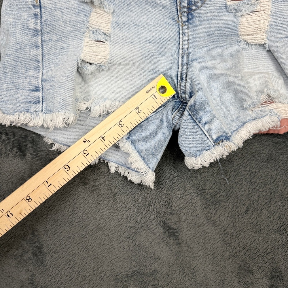 Kendall + Kylie The Icon Short Distressed‎ Denim Frayed Hem Light Wash Women's - Picture 6 of 12